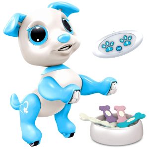 Power Your Fun Robo Pets Robot Dog Toy Azul – Robô Interativo Programável com Controle por Gestos e Remoto para Crianças a Partir de 3 Anos
