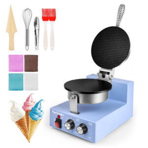 Máquina para Casquinha de Sorvete Comercial POPFOODEX Azul Placa Antiaderente 20 cm 1200W 120V