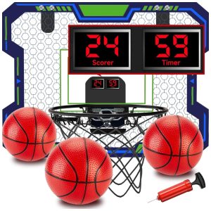 Mini Cesta de Basquete com 3 Bolas Contagem Regressiva e Acompanhamento Musical Ideal para Crianças e Adultos VIGNUTO Azul