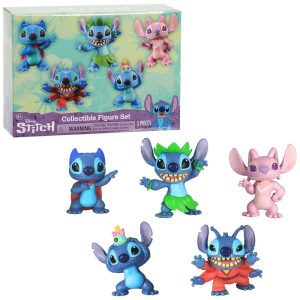 Kit 5 Bonecos Colecionáveis Lilo Stitch da Disney para Crianças Acima de 3 Anos Just Play