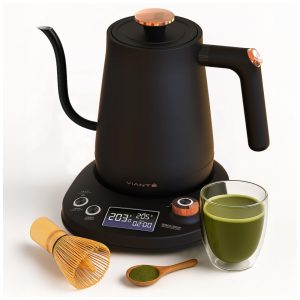 Chaleira elétrica pescoço de ganso preta Vianté inox controle preciso de temperatura 08L com função manter aquecido KET-201 110V