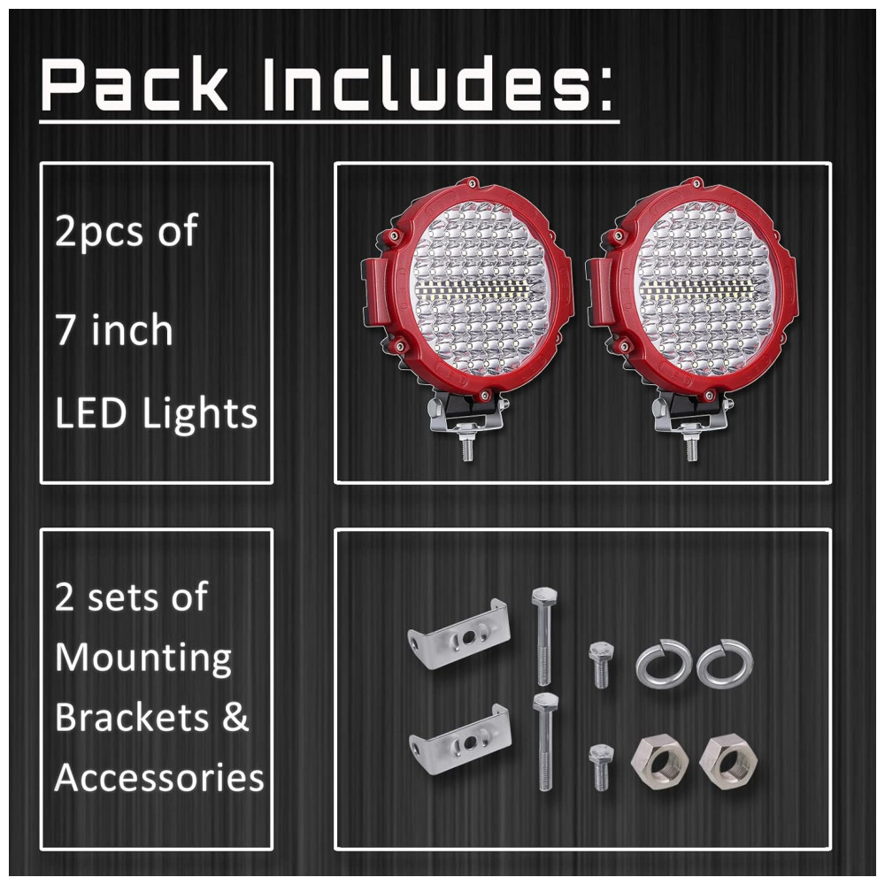 Farol Auxiliar LED para Carros 4X4 20000LM 210W 12 24V 2 Peças LIGHTBOSS 7inch off road lighting Vermelho - Imagem 6