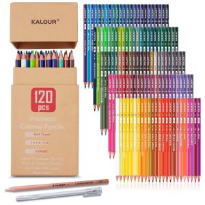 Lápis de Cor Premium KALOUR Conjunto com 120 Cores Núcleo Macio para Artistas com Cores Vibrantes Ideal para Desenho Esboço e Colorir para Adulto
