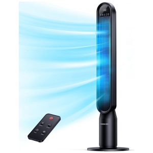 Ventilador de Torre Oscilante com 4 Velocidades Controle Remoto e Temporizador de 15J 110V VAGKRI Preto