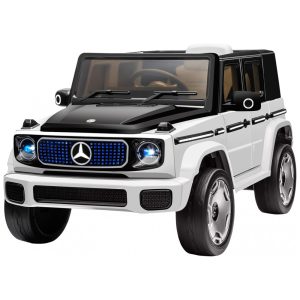 Carro Elétrico Infantil Mercedes-Benz Forever Source Branco 12V Controle Remoto LED 3 Velocidades Música 80-100min EQG