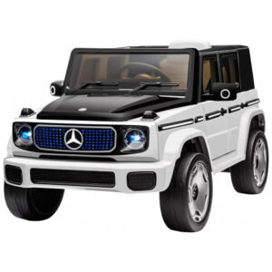 Carro Elétrico Infantil Mercedes-Benz Forever Source Branco 12V Controle Remoto LED 3 Velocidades Música 80-100min EQG