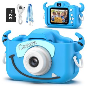 Câmera infantil Goopow para crianças de 3 a 8 anos com vídeo HD 1080p 12 MP zoom digital 8x 28 molduras divertidas 3 jogos.
