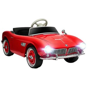 Carro Elétrico Infantil Aosom BMW 507 Licenciado 12V Vermelho com Controle Remoto Suspensão Luzes LED MP3 e Transporte Fácil – de 3 a 6 Anos