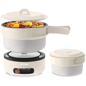 Panela Elétrica Multifuncional 2 Litros com Alça Dobrável e Controle de Potência Dupla 110V 600W HYTRIC Branca