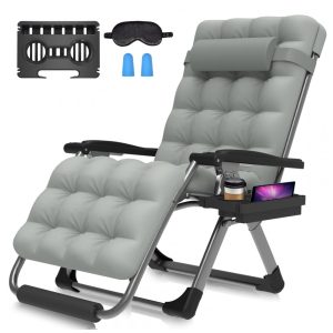 Cadeira Reclinável Ajustável Gravidade Zero com Apoio para os Pés e Porta Copos Suteck Cinza