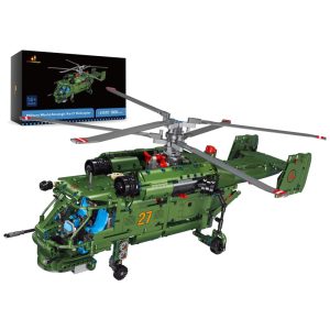 Kit de Construção Helicóptero Militar Ka27 com 1800 Peças JMBricklayer Verde