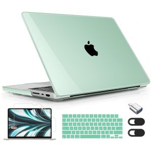 Capa Rígida Lepeoac para MacBook Pro 16″ (2021–2024) M1/M2/M3/M4 Pro/Max com Teclado Tela e Webcam – Verde Cristal