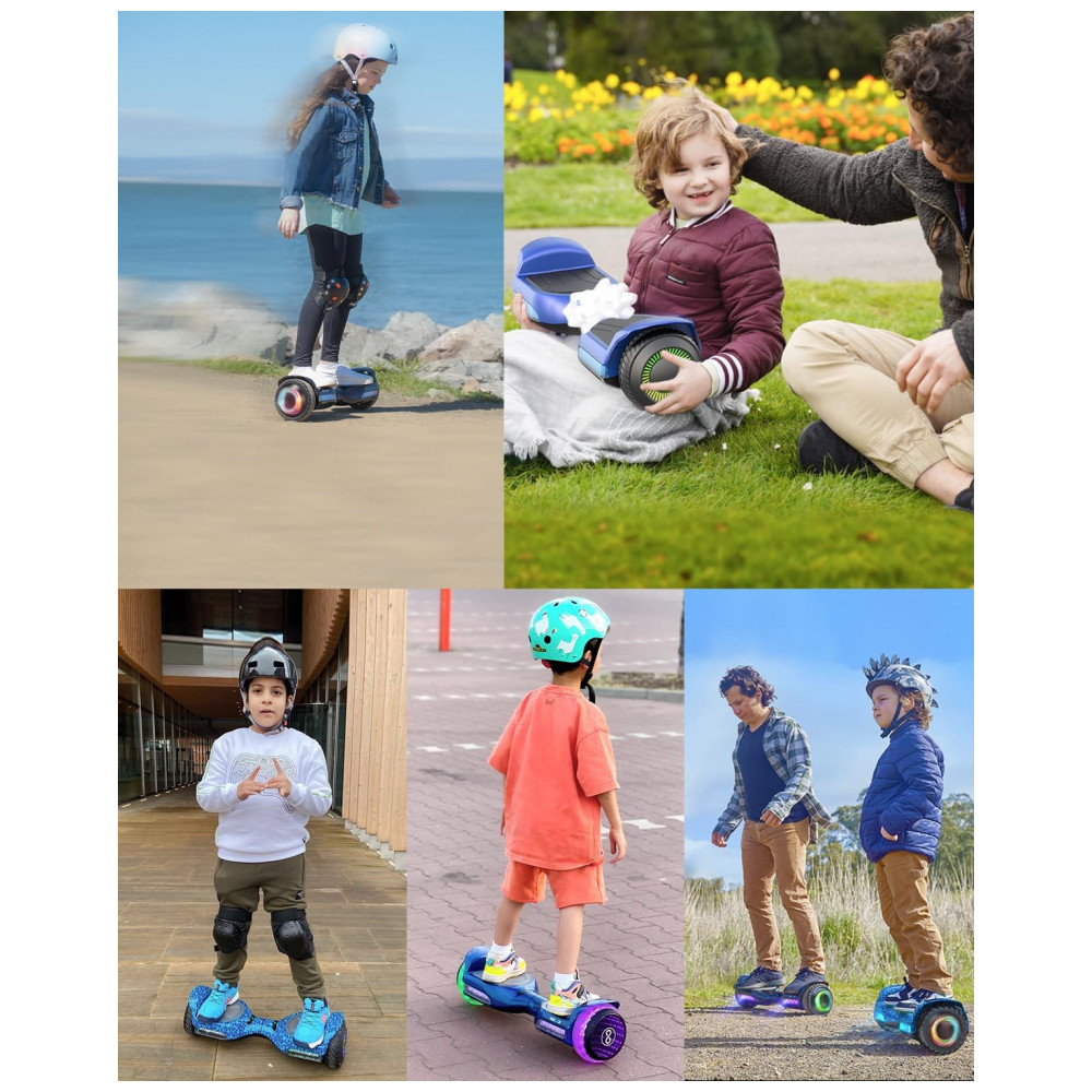 Hoverboard GYROOR G13 6,5″ All Terrain Preto com LED, Bluetooth, Motores Duplos 250 W, até ~12 km/h – Certificação UL2272, Azul - Imagem 6