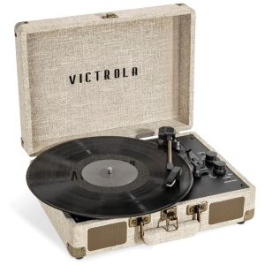 Toca Discos Retrô com Suporte de Record Player e Bluetooth Vitrola Journey Creme