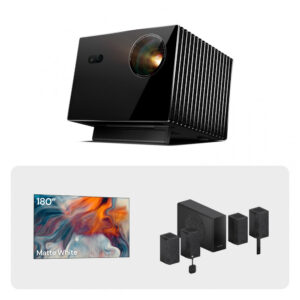 Conjunto projetor a laser 4K Valerion VisionMaster Max com sistema de som ThunderBeat 4 1 2 e tela fixa 180 polegadas 3500 lumens ISO 110V 220V