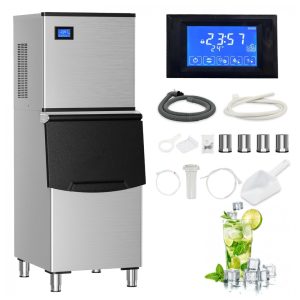 Máquina de Gelo Comercial ICYGLEE 181 kg/dia + Bin 100 kg Aço Inoxidável Autolimpeza ETL 110V