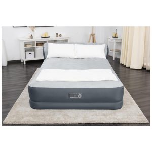 Colchão Inflável Casal Queen com Bomba Embutida e Cabeceira Para até 325KG SLEEPLUX Cinza