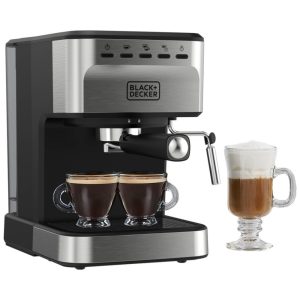 Máquina de Café Expresso e Cappuccino Semi Automática 15 Bar com Opção de Grãos ou Cápsulas ESE 110V 1000W BLACK+DECKER Preta