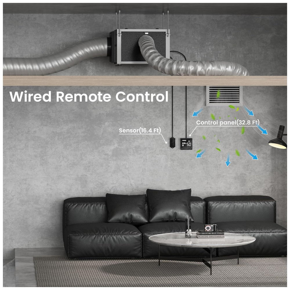 Desumidificador de Crawl Space Waykar 74 litros com Controle Remoto para até 603 m2, Desumidificador Comercial Dual Duct HVAC - Imagem 4