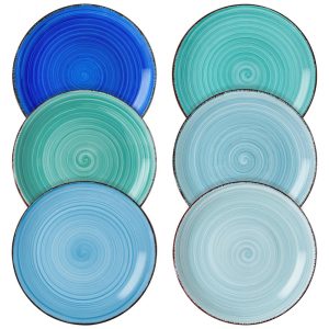 Conjunto de Pratos de Sobremesa 6 UN em Cores Frias vancasso Bonita Blue