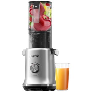 Centrifuga de Frutas Prensa a Frio de 110mm com Mastigação Lenta Calha de Alimentação Grande e Fácil de Limpar 110V 150W SIFENE Cinza