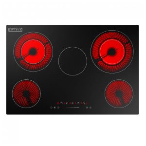 Cooktop elétrico radiant 77cm Empava 5 zonas vidro preto 2 duplas aquecimento 7200W 220V