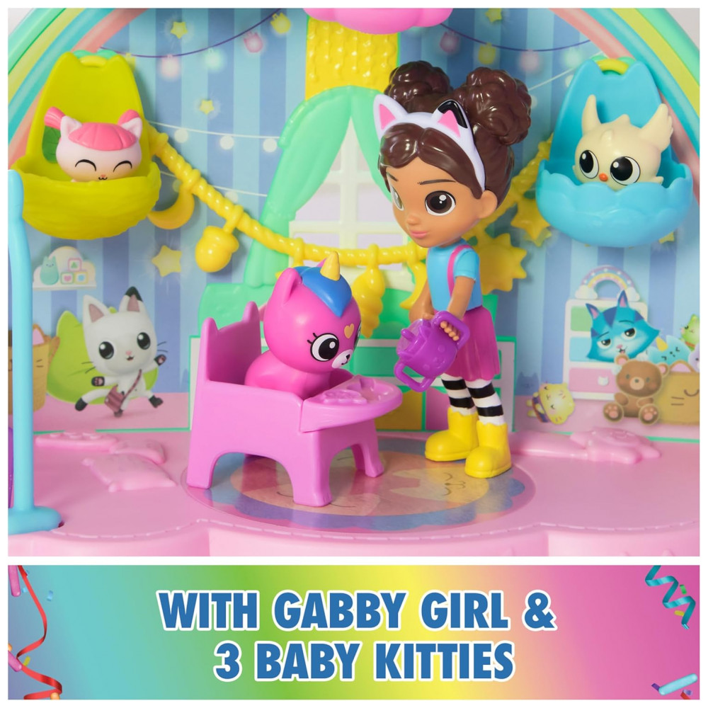 Playset Gabby's Dollhouse Kitty Care Ear Purrfect Playroom com 17 Peças e 4 Figuras de Brinquedo - Móveis e Acessórios de Boneca - Imagem 5