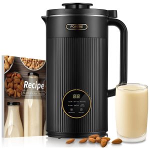 Máquina de Leite Vegetal Automática 1L com Trava de Segurança Múltiplas Velocidades Limpeza Automática e Tela LED FOHERE Preta