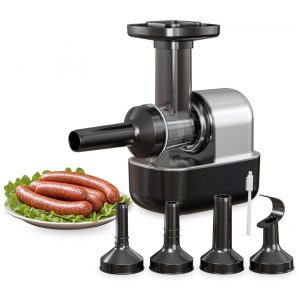 Embutidora Elétrica de Linguiças Máquina Automática de Encher Carne com 3 Tubos de Enchimento e 1 Tubo para Almôndegas keerain