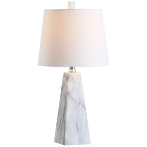 Abajur Luminária de Mesa em Mármore Estilo Contemporânea Moderno com 52 cm de Altura para Quarto Sala de Estar Hall de Entrada e Escritório 110V 40W JONATHAN Y Branco