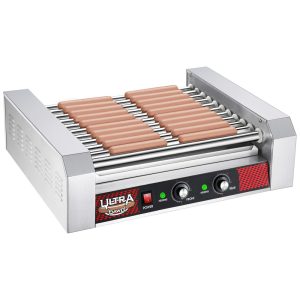 Máquina de Hot Dog com 11 Rolos Antiaderente para Até 30 Salsichas Aço Inoxidável 110V 2200W Great Northern Prata
