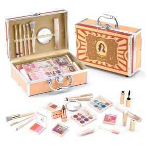 Kit de Maquiagem Infantil com 41 Peças e Estojo para Adolescentes de 12 a 16 Anos Color Nymph Retrô Vermelho