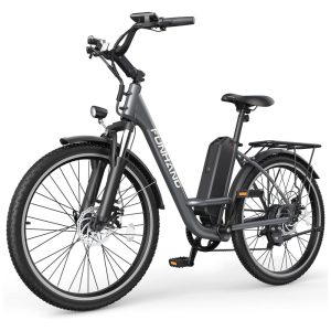 Bicicleta Elétrica Funhang EB-C1 1000W com Bateria Removível 48V 7 Velocidades e Tela LCD para Deslocamento Diário GRAFITE