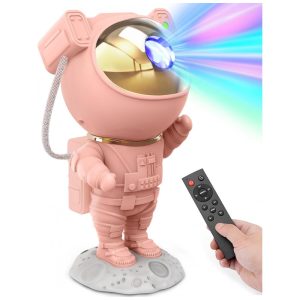 Projetor de Galáxia Astronauta Rosa Estético Fofo para Quarto de Meninas Adolescentes Luz Noturna de Estrelas com Controle Remoto Decoração Fofa de