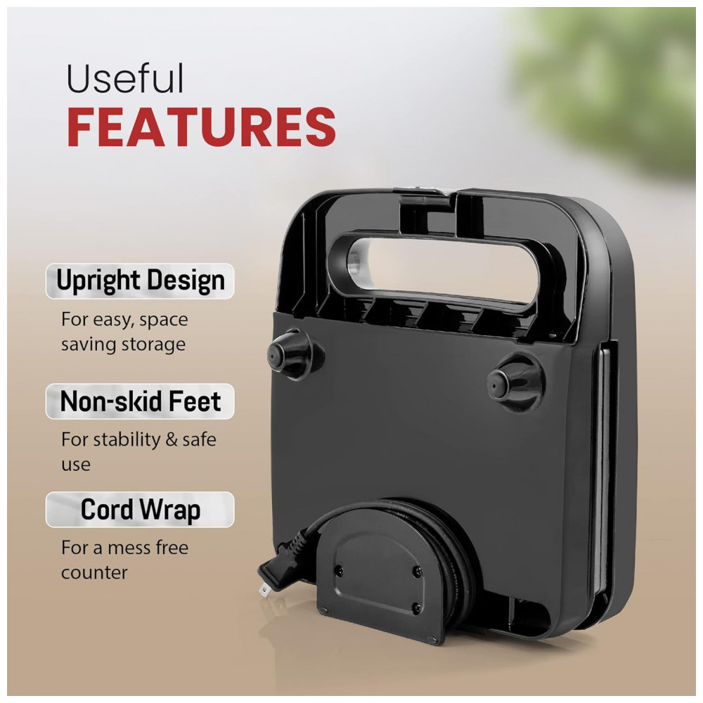 Máquina de Sanduíche Panini Elite Gourmet ESM2207XSS Prepara Sanduíches Gourmet Tostados e Saborosos Superfície Antiaderente 2 Fatias 750 Watts - Imagem 3