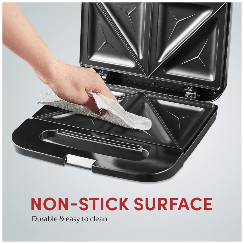 Máquina de Sanduíche Panini Elite Gourmet ESM2207XSS, Prepara Sanduíches Gourmet, Tostados e Saborosos, Superfície Antiaderente, 2 Fatias, 750 Watts, - Imagem 5