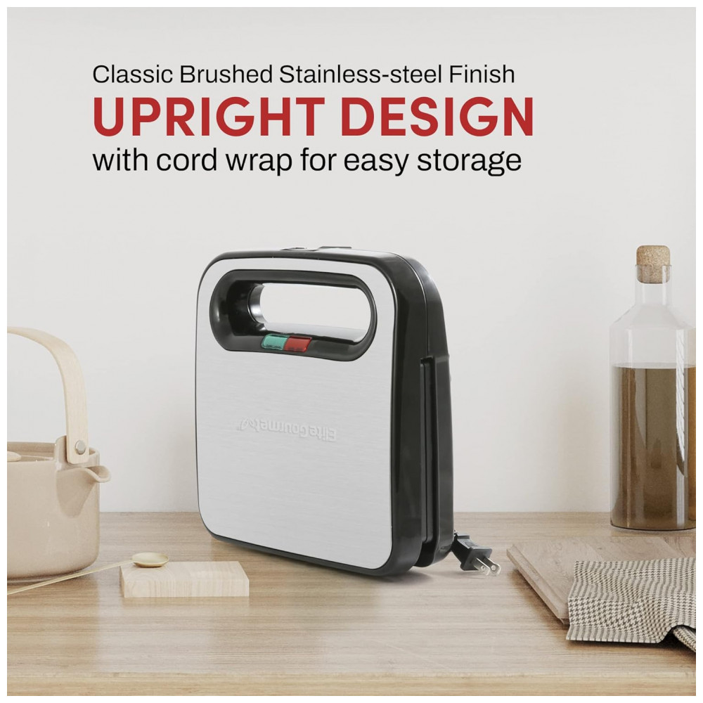 Máquina de Sanduíche Panini Elite Gourmet ESM2207XSS Prepara Sanduíches Gourmet Tostados e Saborosos Superfície Antiaderente 2 Fatias 750 Watts - Imagem 6