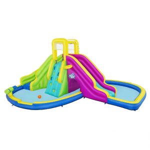 Parque Aquático Inflável até 107 kg com 2 Escorregadores Parede de Escalada e Pulverizadores de Água Bestway Colorido