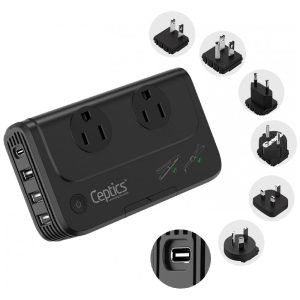 Transformador de Tensão até 200W Converte 220V a 110V com Proteção Contra Picos de Energia Ceptics Branco