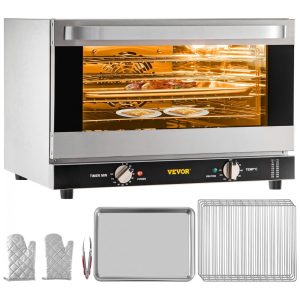 Forno Elétrico Profissional de Bancada 47L com 4 Andares Aço Inoxidável 110V 1600W VEVOR Prata