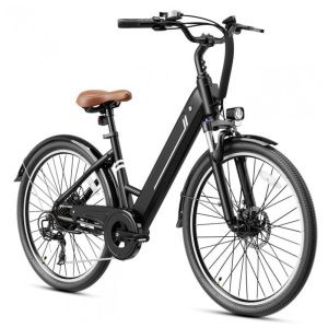 Bicicleta Elétrica Jasion YC1 ST Preta 1200W Motor Brushless Bateria Interna Removível 360Wh Pneus 66cm 7 Marchas Suspensão Dianteira 110V