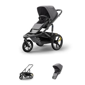 Carrinho de Bebê de 3 Rodas Ideal para Corridas Dobrável com Assento em Zigue Zague Veer Switch&Jog  Preto