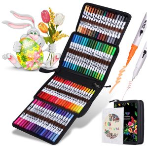 Conjunto de Canetas Artisticas 72 Cores com Ponta de Pincel Fino para Ovos de Páscoa ZSCM