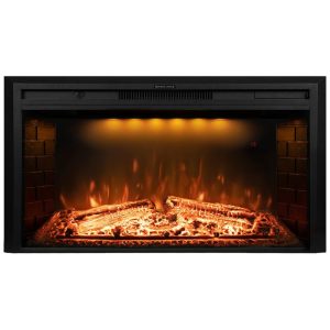 Lareira Elétrica de Embutir A69x109L cm com Controle Remoto Tronco Realista Som Crepitante Proteção Contra Superaquecimento e Temporizador 110V 1500W Dreamflame EF40T Preta
