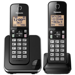 Telefone sem Fio com expansão de 2 linhas 2 unidades preto PANASONIC KX TGC352B Preto