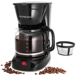 Máquina de Café Elétrica Mixpresso 12 xícaras Com Desligamento Automático Filtro Reutilizável Jarra de Vidro Borossilicato Janela de Nível de Água