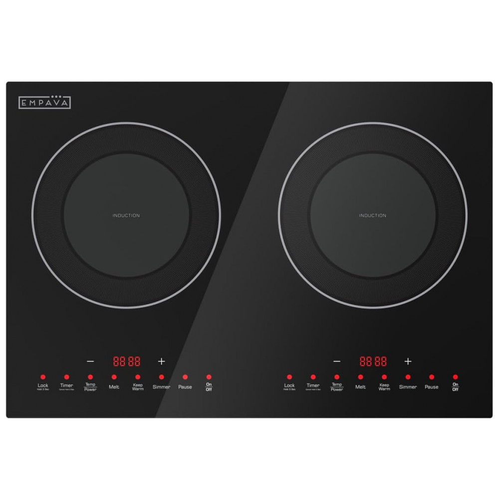 Cooktop de Indução Duplo Empava 2 Bocas, Topo de Vidro Plano à Prova de Quebra, 18 Níveis de 48°C a 238°C, 3 Modos Pré-Definidos, Cooktop Embutido,