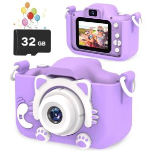 Câmera Selfie Infantil Goopow Para Meninos/Meninas 3-9 Anos HD Presente Natal/Aniversário Portátil com Cartão SD 32GB.