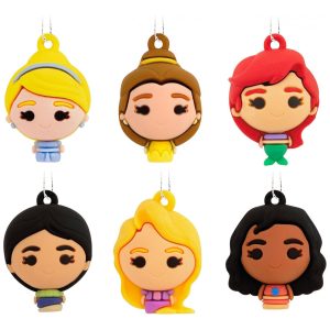 Conjunto de 6 Mini Enfeites de Natal Hallmark Keepsake Disney Princesas Plástico à Prova de Quebra 19x25x19 cm cada