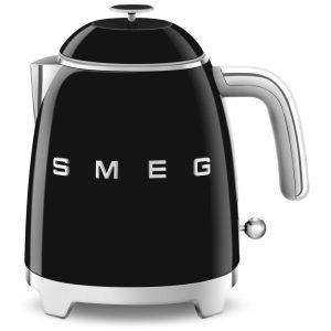 Chaleira Elétrica SMEG Mini 50s Retro Style de 3 xícaras com Base Antideslizante de Parede Dupla e Indicador de Nível de Água - Preto